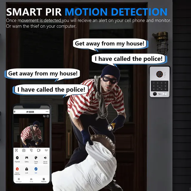 ANJIELO 5in1 Fingerprint Unlock Tuya Smart Wifi Video Intercom System Video Door Phone Camera with Motion Detector 1080P 2