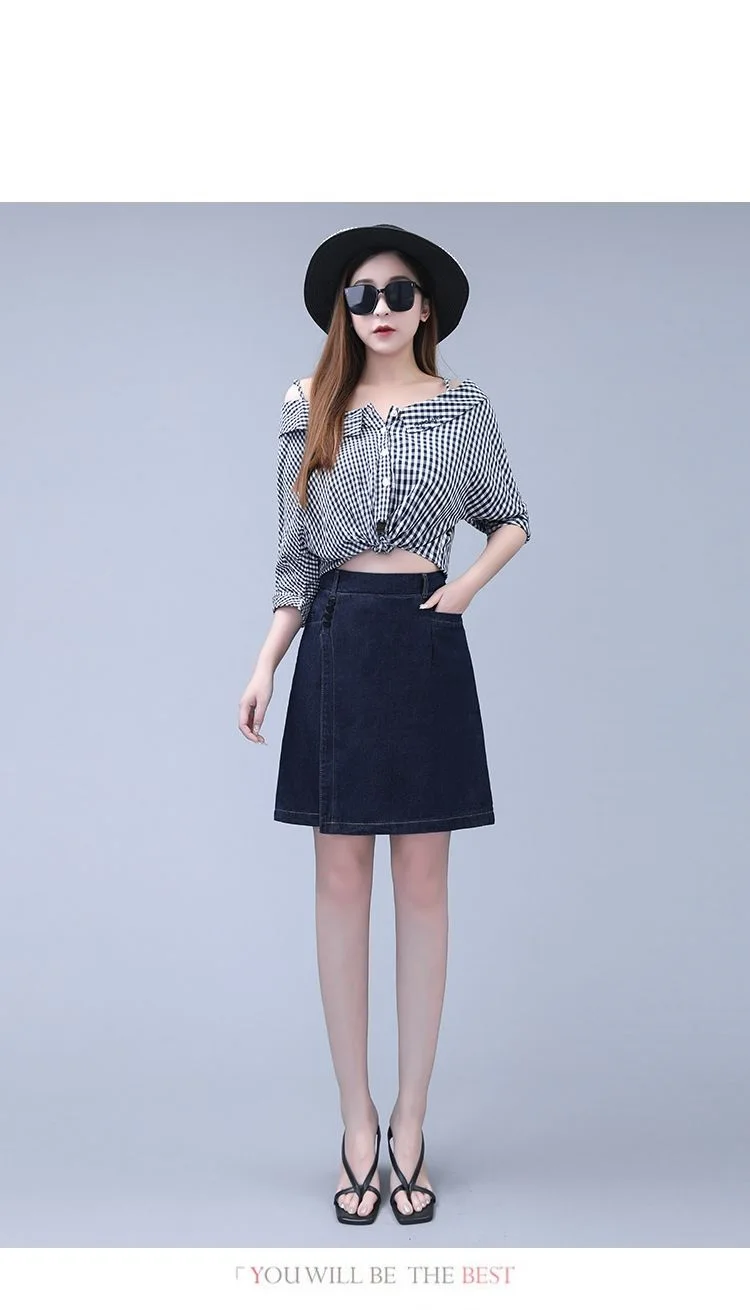 Five point Jeans Skirt Women's Summer Thin Four point Wide leg pants 2026 New Woman Loose Shorts High waisted Short Casual Pants