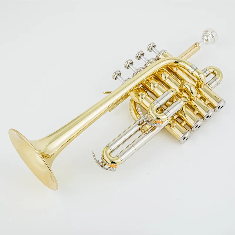 Professional High trumpet Bb Piccolo Trumpet Brass Gold Silver Lacquer Surface Trumpet High Quality Monel Piston