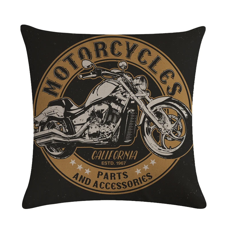 Coussin motif moto américaine vintage - La Boutique