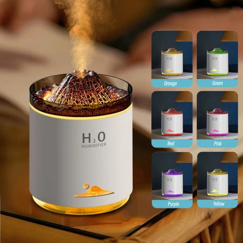 350ml Simulated Flame Aroma Diffuser Type-C USB Ultrasonic Cool Mist Maker Fogger Essential Oil Air Humidifier with Colored Lamp