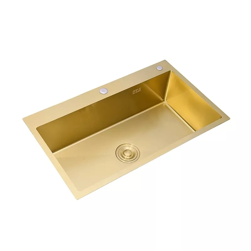 

Gold Kitchen Sink Single Sink Bowl 30 Inch 9 Gauge Kitchen Sink SUS304 Stainless Steel Kitchen Towel Undermount Basket Strainer