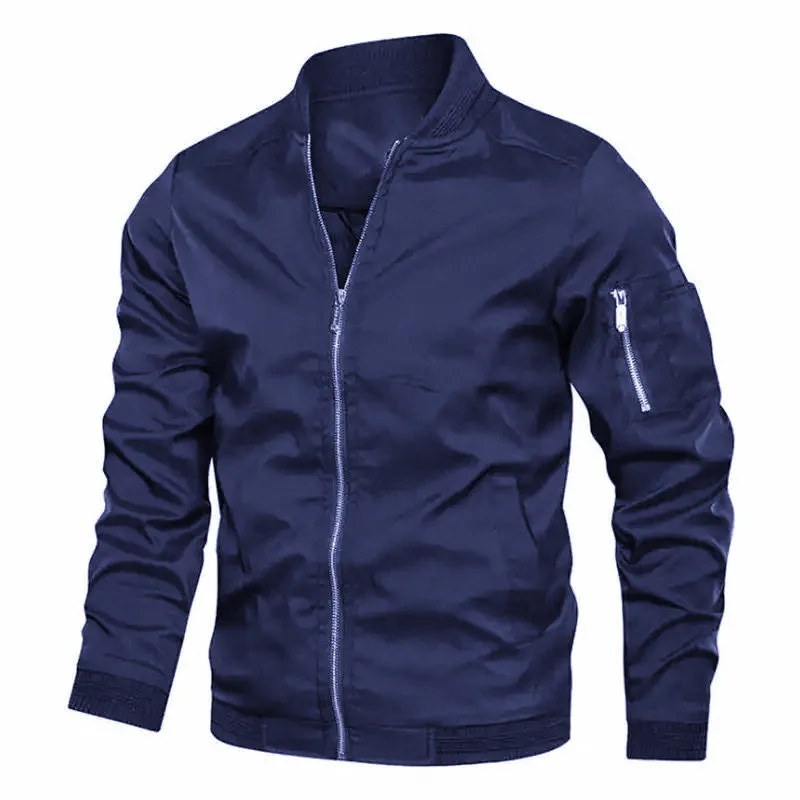 Frühling Herbst Jacke Männer Große Größe M-6XL Militär Jacke Männer Stehen Kragen Varsity Jacke Windjacke Männer Mantel Männlich Einfarbig_voghion.com