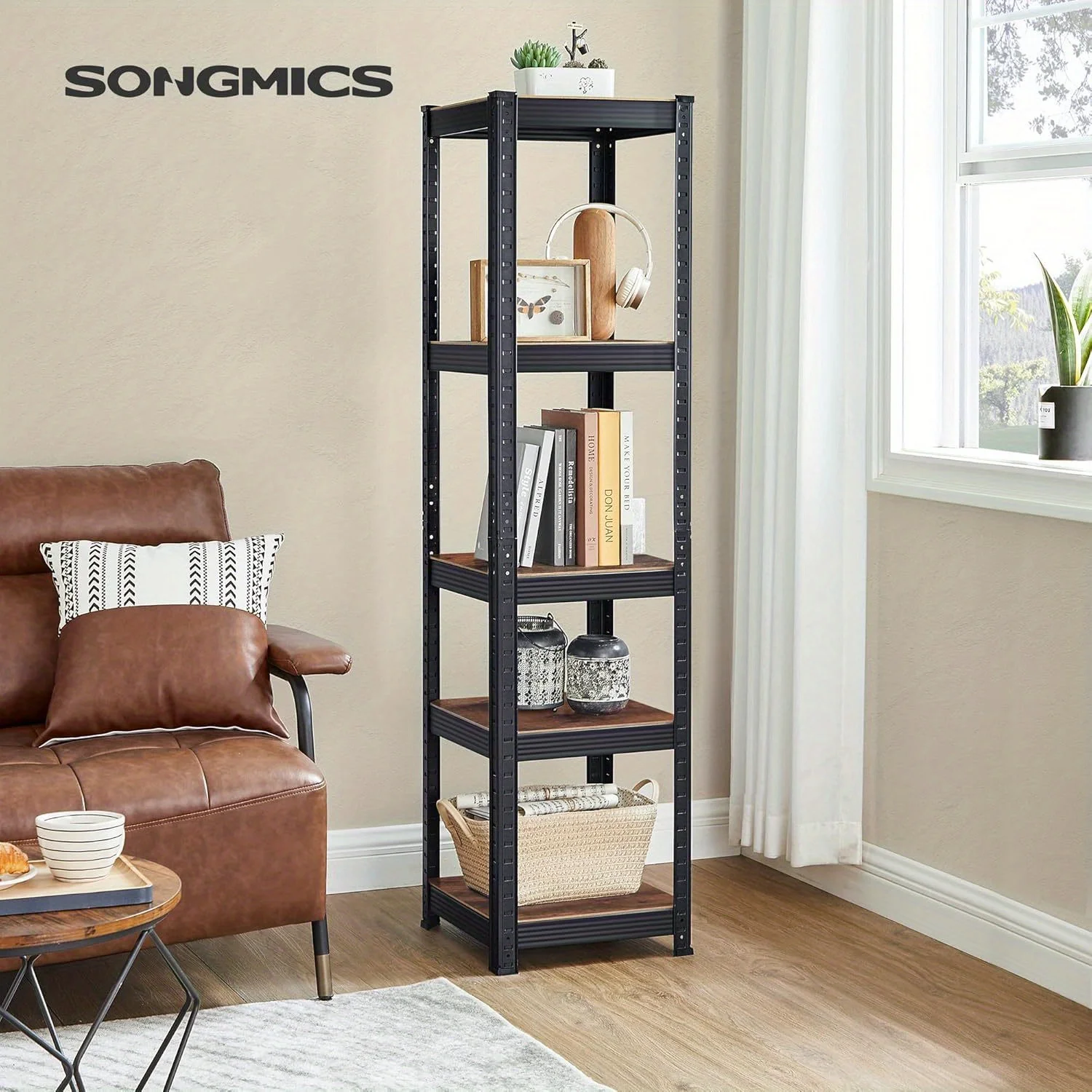 [Industrial Storage Shelves] Industrial 5-Tier Storage Shelves | Adjustable Shelving Unit, 30 x 75 x 150cm, Loads 650kg