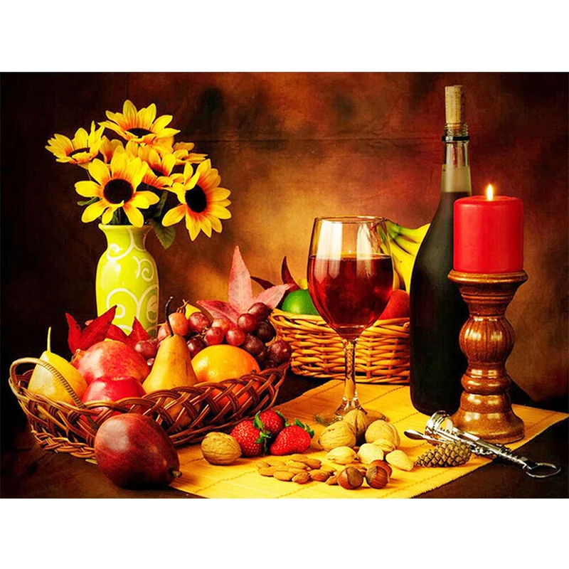 thumbnail image 1 of Nueva colección 2024 de kits de arte en mosaico de la serie de copas de vino tinto con bordado de diamantes 5D, pinturas colgantes de paisajes, regalo de punto de cruz, 1 of 5
