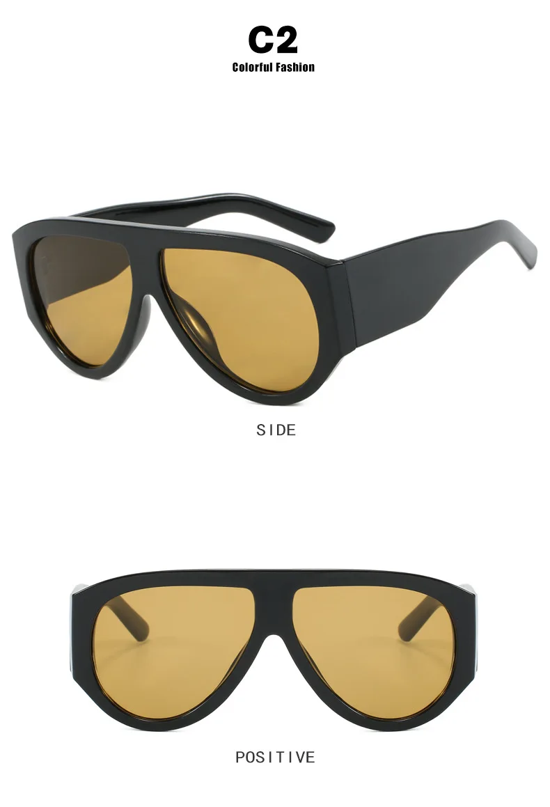 Vintage Luxus Marke Designer Übergroße Pilot Sonnenbrille Frauen Für Männer Shades Großen Rahmen Winddicht Beliebte Punk Sonnenbrille UV400 – Detail 10