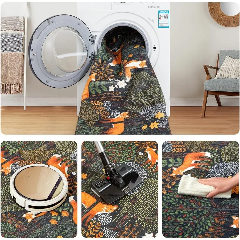 Cute Abstract Tropical Jungle Forest Carpet for Living Room Non-slip Machine Washable Floor Mat Large Sofa Bedroom Bedside Rug 6