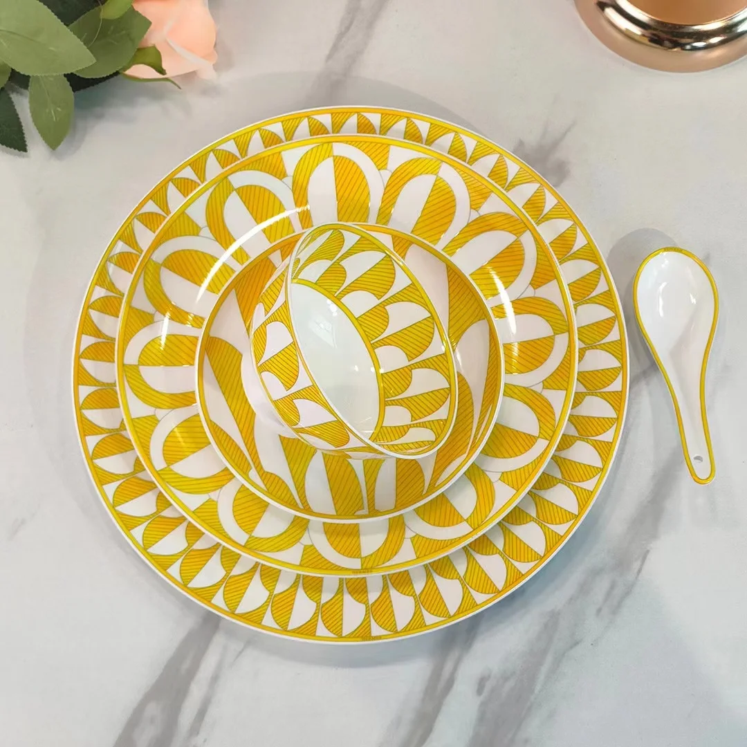 

New Arrival In 2022 Sun Dinner Plate Bone China Cup Saucer Rice Bowl Spoon Dessert Bread Plate Five Luxury Home Decor Gifts New