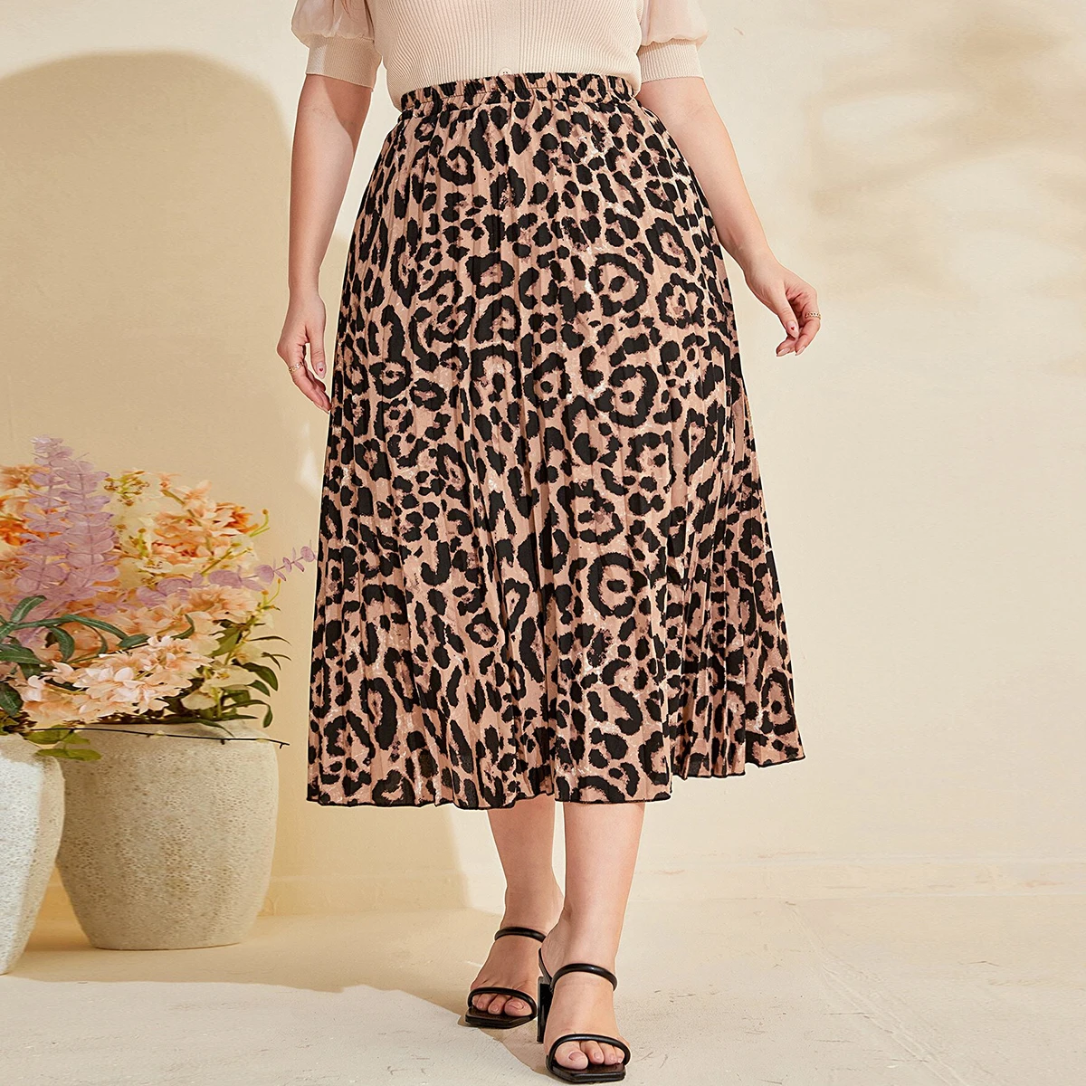 

Женская Повседневная юбка с леопардовым принтом, большие размеры, M026, новинка весенне-летнего сезона 2024