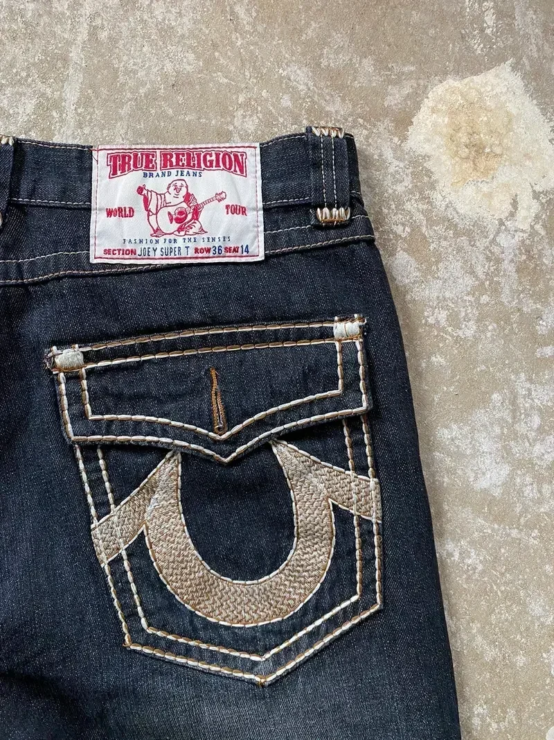 American vintage style embroidery horseshoe mens shorts streetwear baggy denim short Y2k fashion trend sweatpants men clothing
