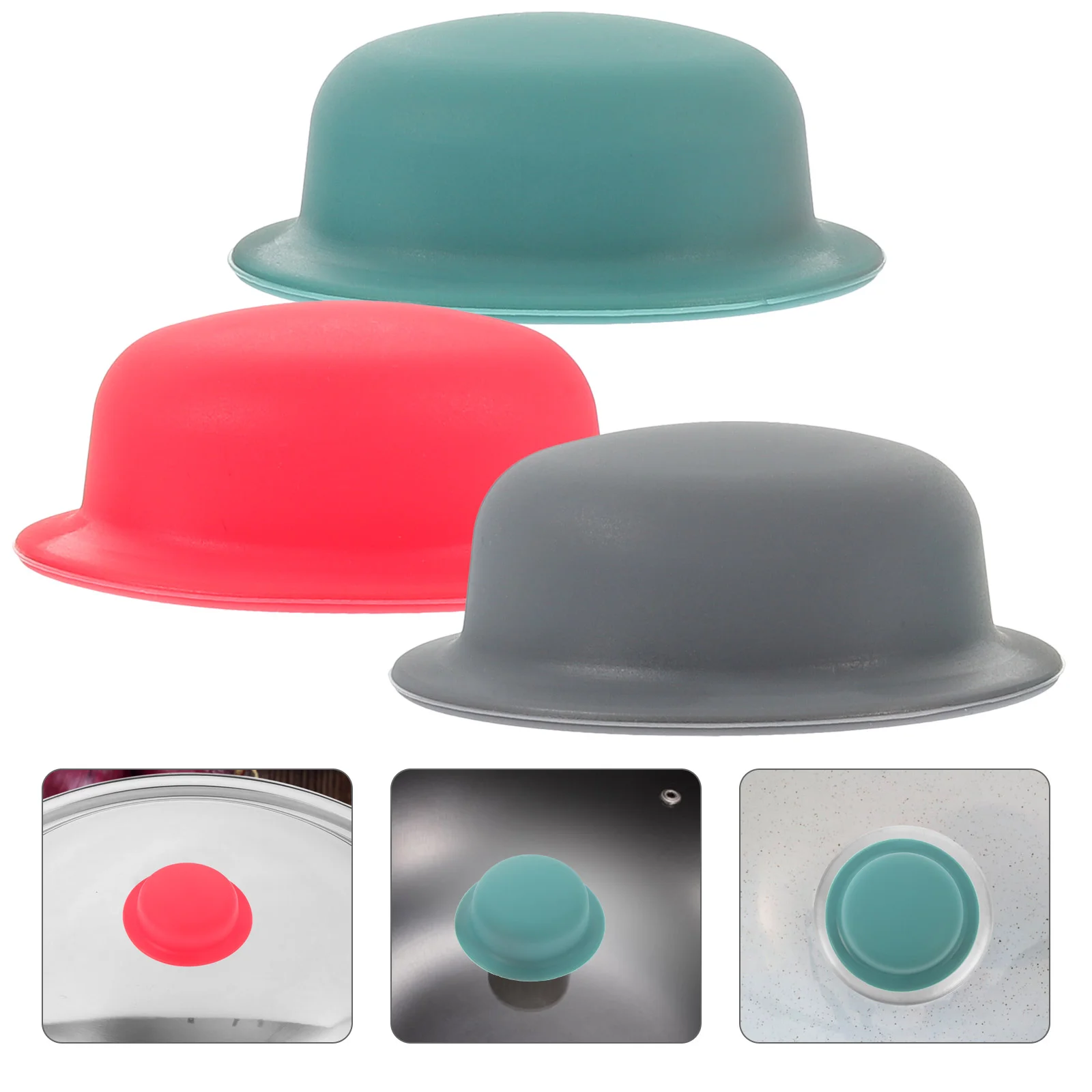 3Pcs Anti Scald Lid Handle Cover Pot Lid Knob Silicone Universal Cookware Replacement Parts Kitchen Gadget Supplies pot handle cover pot lid knob