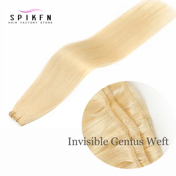 Honey Blonde Invisible Genius Weft Human Hair Wefts Extensions Lightweight Hair Bundles Natural Thin Seamless Hair Weaves
