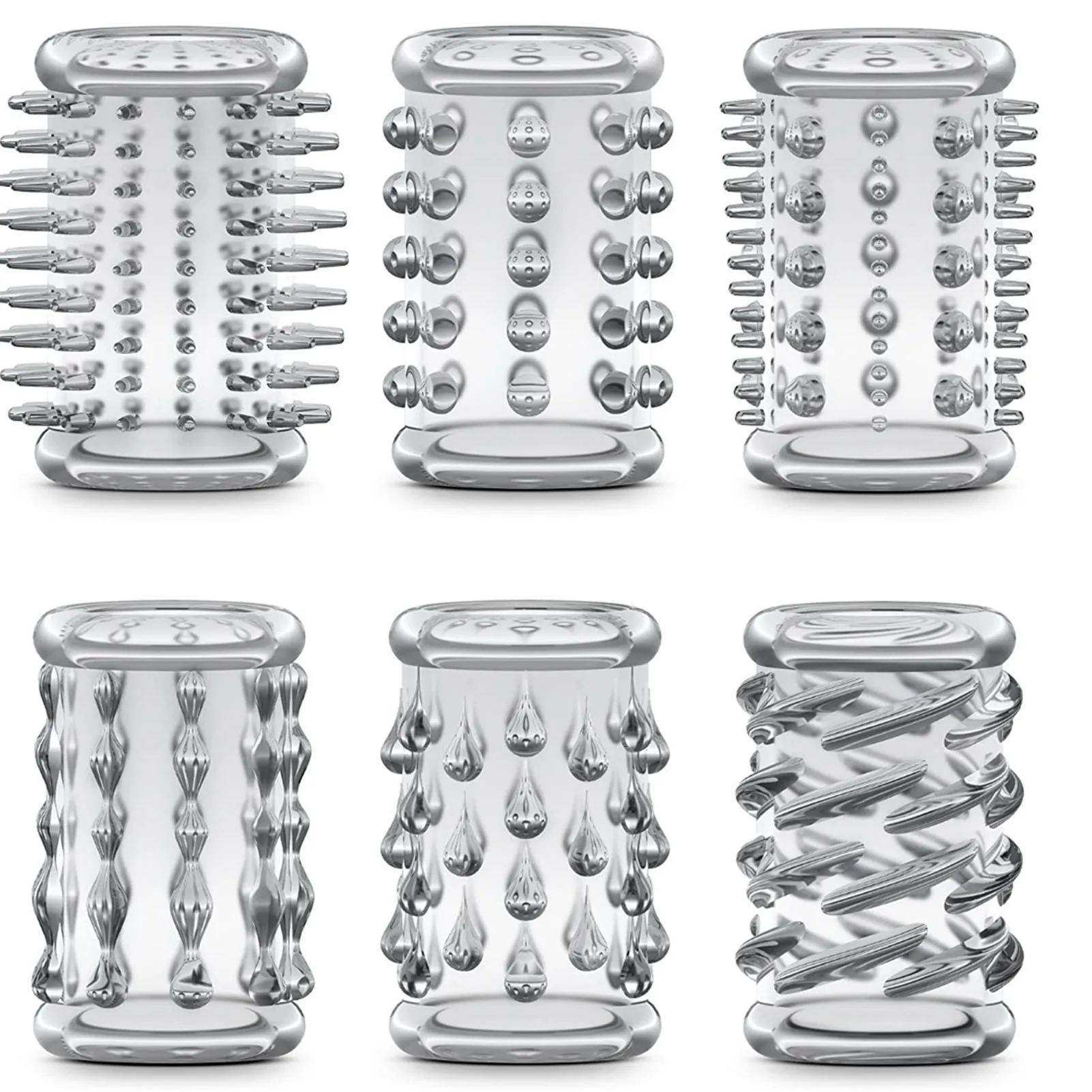 Sex Toys 6pcs Clitoris Stimulator Finger Condoms Big Spikes Sex Toys Female Vagina Stimulation Finger Sleeve For Men Adult Supplies