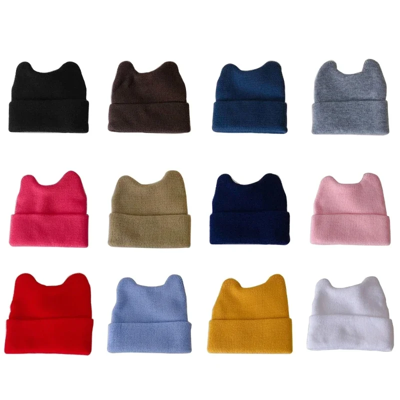 

Детская шапка с мультяшными медвежьими ушками, вязаная шапка, шапка ярких цветов с милыми деталями в виде ушек, стильная и шапка