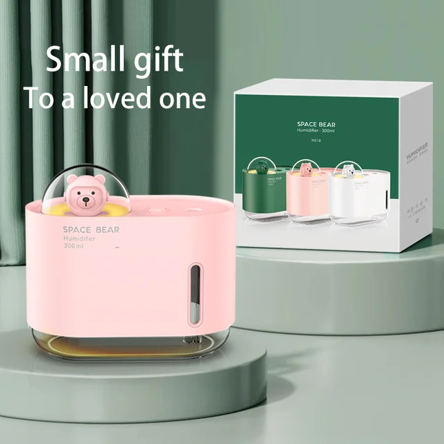 300ML USB Cartoon Space Bear Portable Humidifier Incense Maker Mini Desktop Air Atomization Humidifier Household Silent Sprayer 5