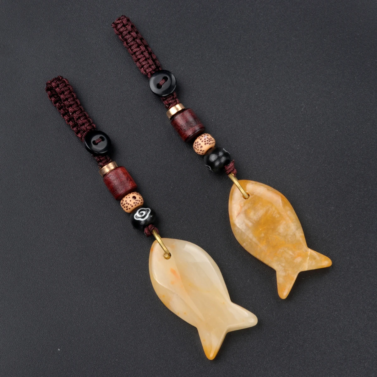 5 teile/los Natürliche Halb Edelstein Gewebt Fisch Schlüsselbund Mix Farbe Indien Achat Amethyst Schlüsselanhänger Schmuck Heilung Zubehör 38x20mm – Detail 12