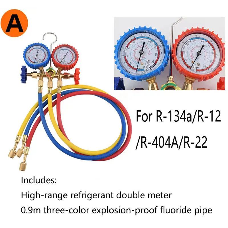 

Diagnostic Manifold Freon Gauge Set for R134A R12, R22, R502 Refrigerants Refrigerant Manifold Gauge Air Condition