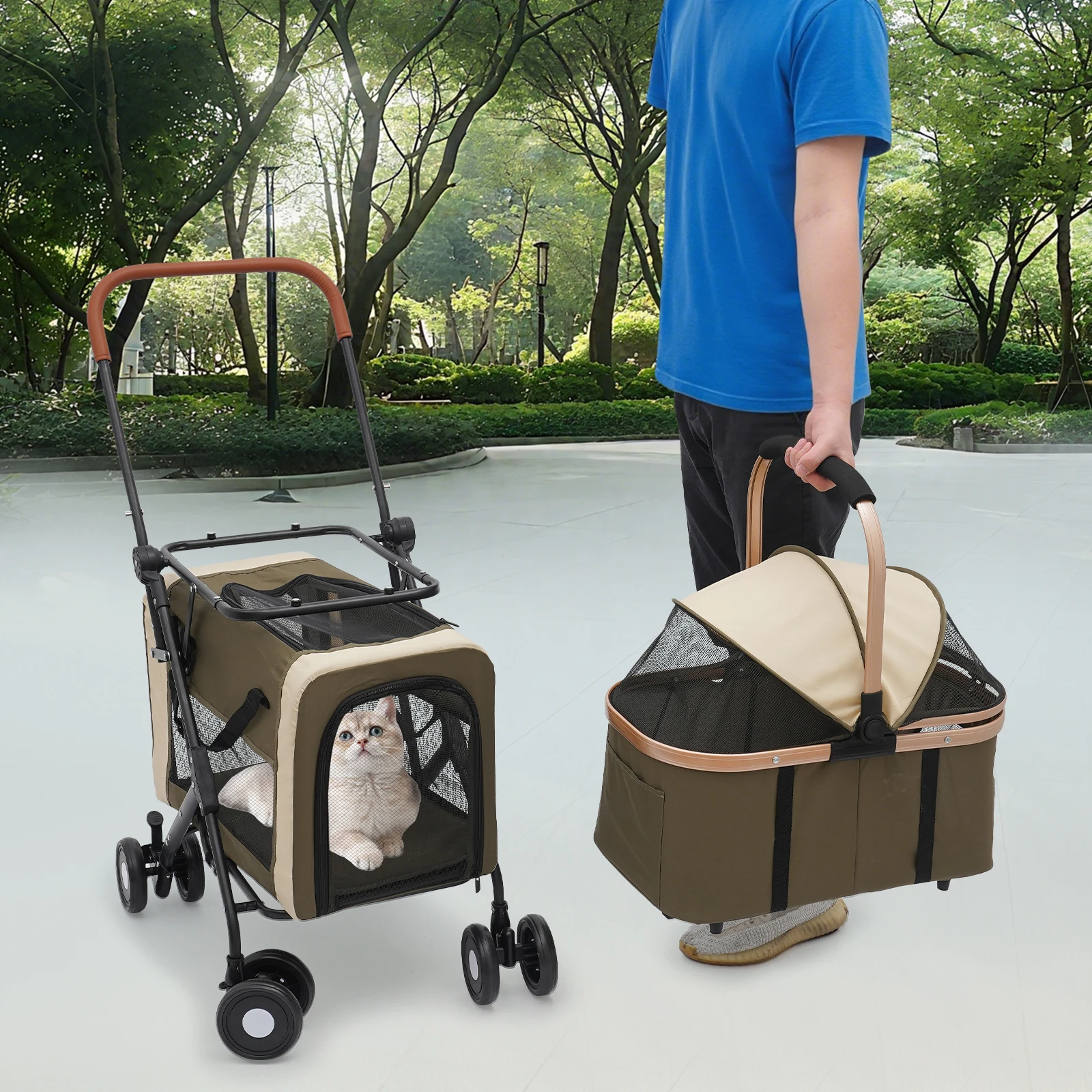 2-Tier Foldable Pet Stroller 1