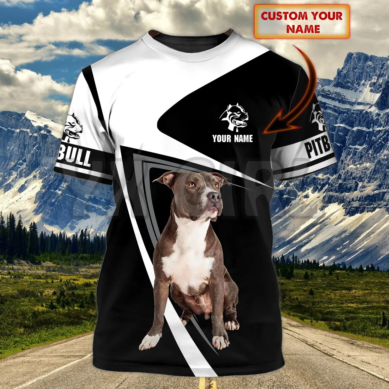 

Pitbull Custom You Name 3D All Over Printed T Shirts Funny Dog Tee Tops shirts Unisex