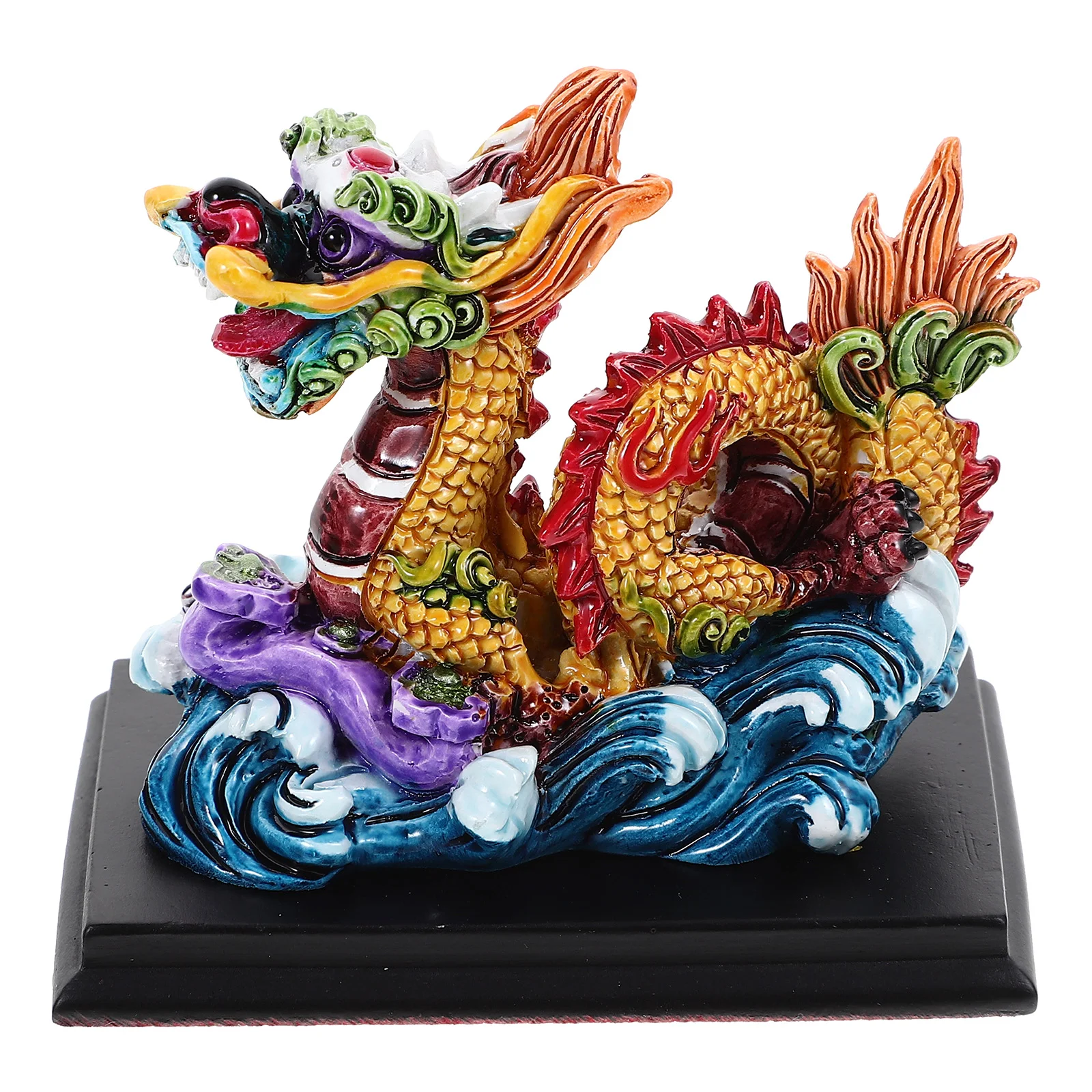 

Resin Chinese Zodiac Dragon Figurine Retro Feng Shui Wealth Dragon Statue Mini Car Dashboard Animal Sculpture