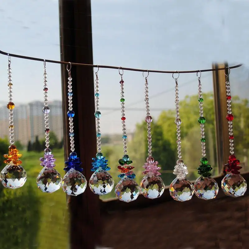 20mm Crystal Suncatcher Ball Prism Pendant Window Sun Catchers Chandelier Pendants Lighting Lamp Parts Curtain Hanging Ornament