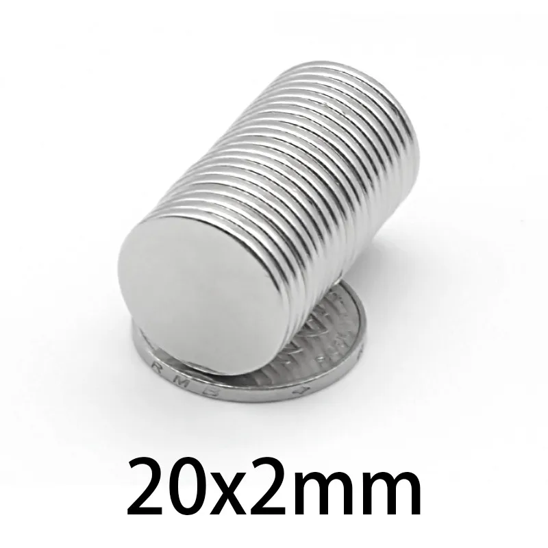 

10pcs 20*2mm N35 NdFeB Powerful Magnetic magnet Strong Permanent Neodymium rare earth Magnets Disc 20x2mm Round sheet