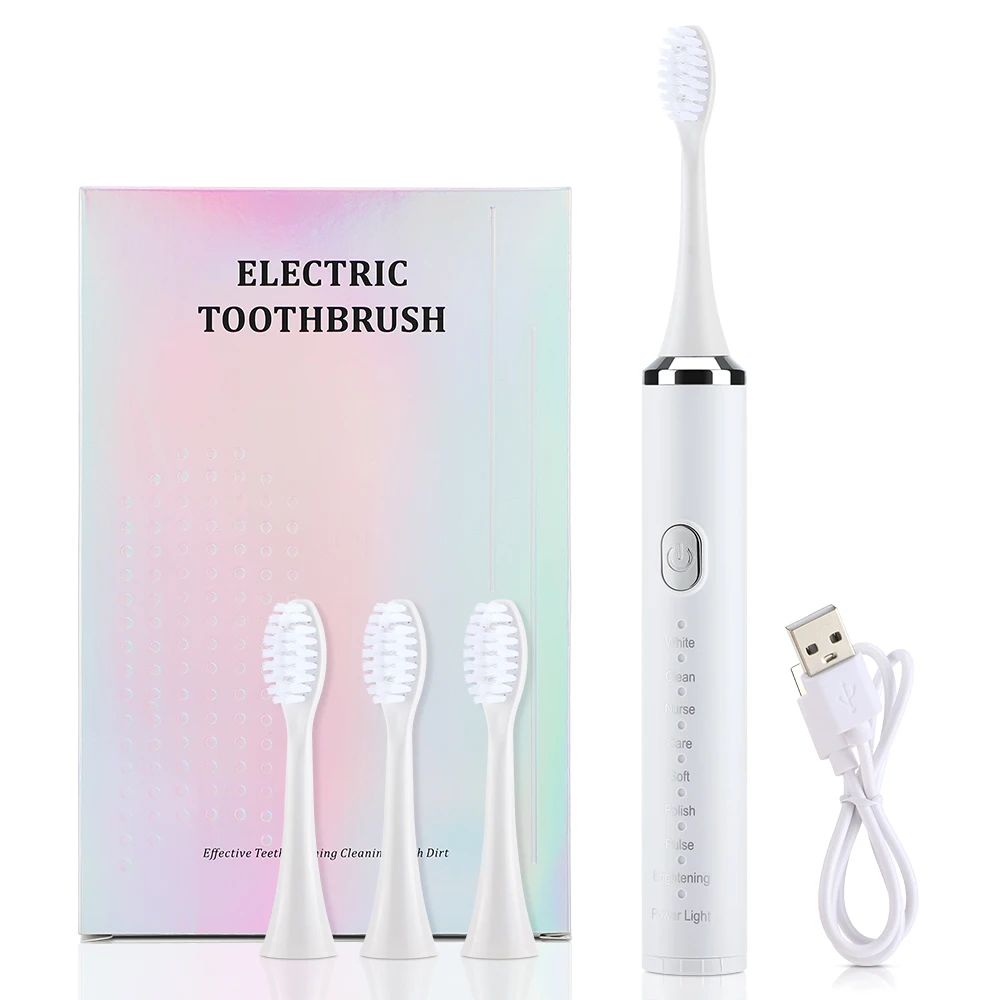 

8 Modes Sonic Electric Toothbrush Adult Smart Tooth Brush Teeth Whitening Fast USB Rechargeable Toothbrush with Replacement Head