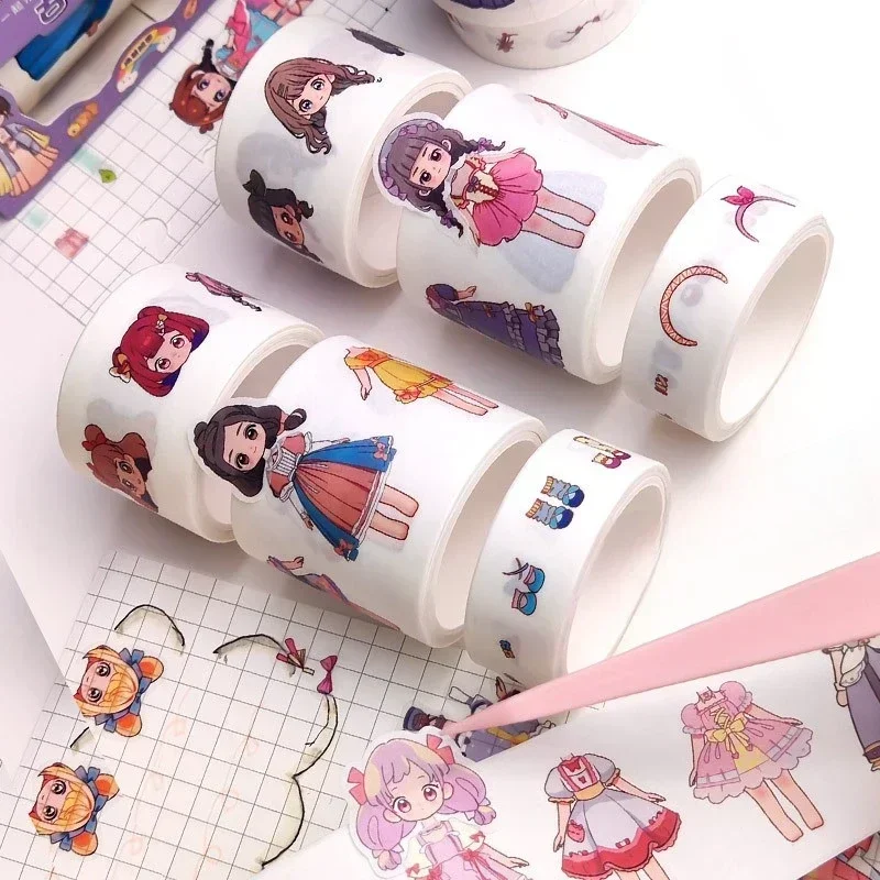 1box Princess Dress Up Sticker Girl Cartoon Washi Tape Set Children's Handbook Character Clothes Decoration Sticker adhesive tape,washi tape,adhesive tapes,decorative tape,decoration tape,decoration stickers