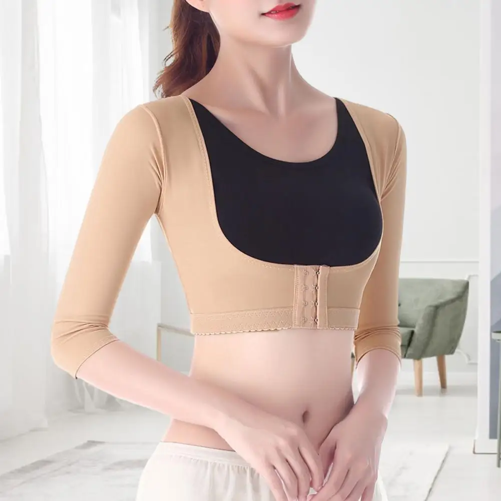 Shoulder Pulling Posture Corrector Women Tops Short Sleeve Bust Push Up Body Shaper Underwear Spinal Curvature Prevention Top body shaper