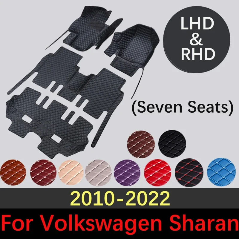 

Кожаные автомобильные коврики на заказ для Volkswagen VW Sharan 7N, 7 мест, 2010 ~ 2022, аксессуары для интерьера автомобиля, коврик для стайлинга домашних животных