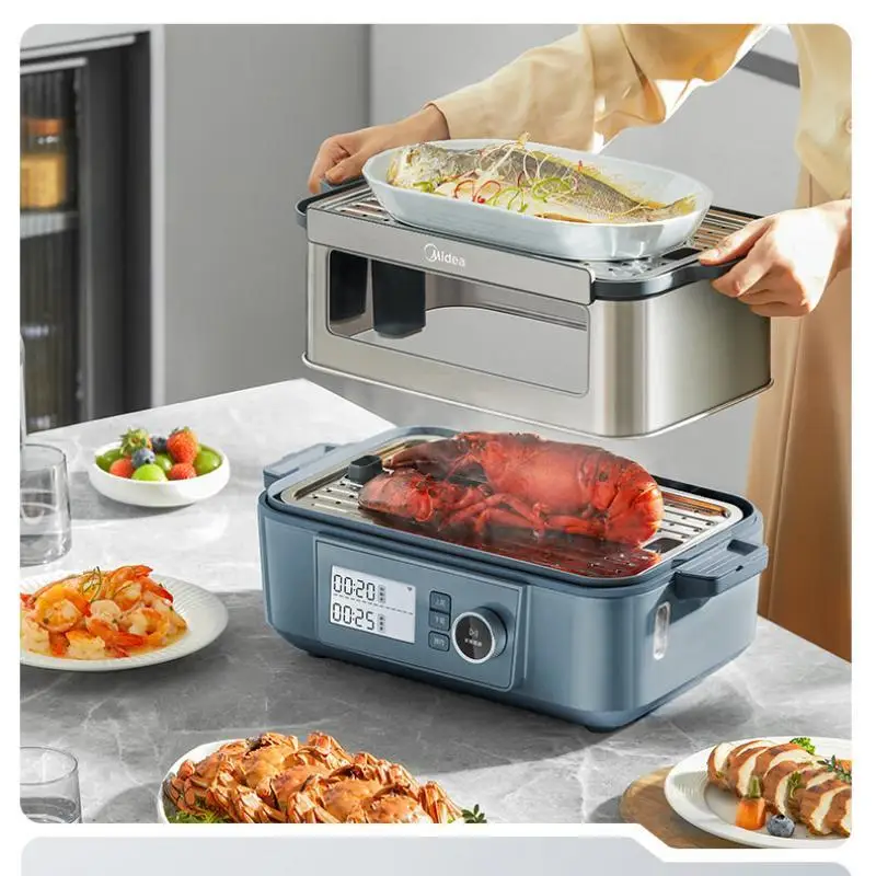 Midea 14.8L Steamer Visible Electric Food Steamer 220V 2000W Stainless Steel Multicooker Steaming and Stewing Pot Steamer Cooker 3