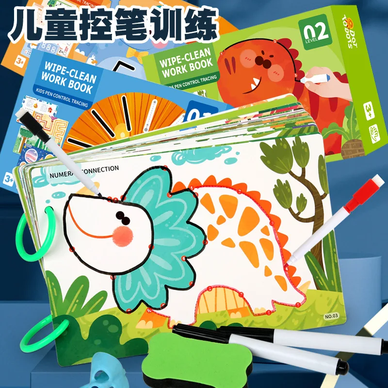 Children Drawing Toy Pen Control Training Color Shape Math Match Game Set Toddler Learning Activities Montessori Educational Toy 4