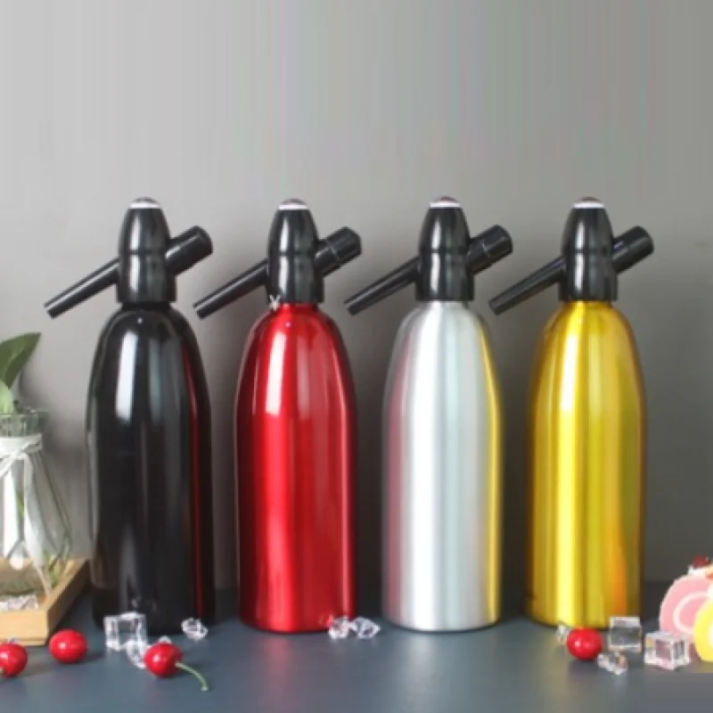 1L Aluminum Professional Soda Water bubble Siphon Sparkle Maker Accessories Bar Kitchen Dispenser cocktail Processing Gun Tools