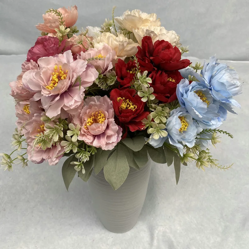 6-Head Wave Peony Flower Wedding Home Hotel Photography Decoration Props Fake Flower Simulation Bouquet artificial flowers