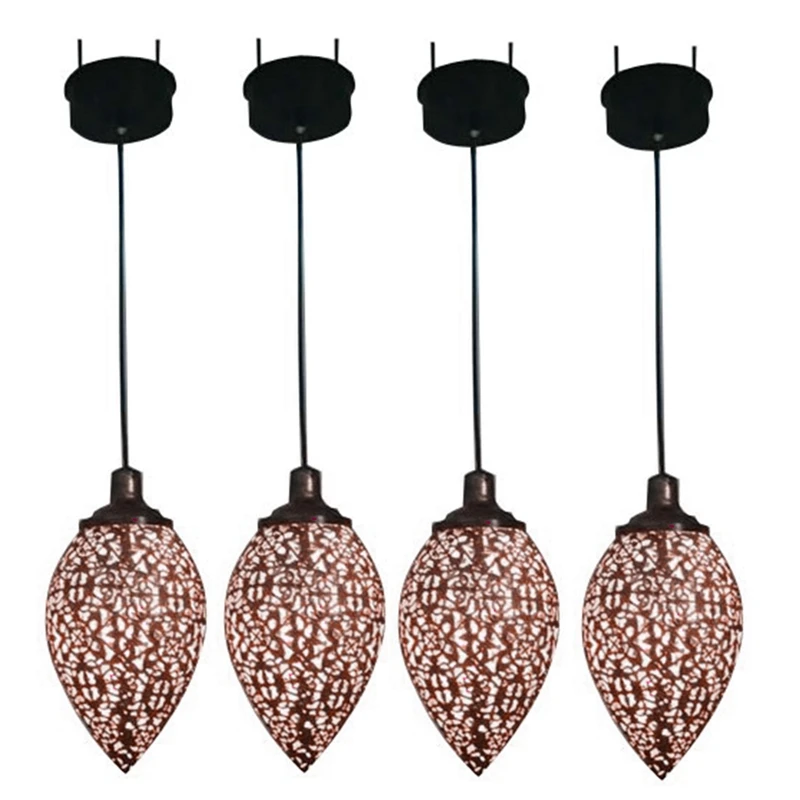 

4X Solar Powered LED Moroccan Hanging Lantern Retro Moroccan Pattern Projection Lamp Outdoor Garden Fairy Light Kit
