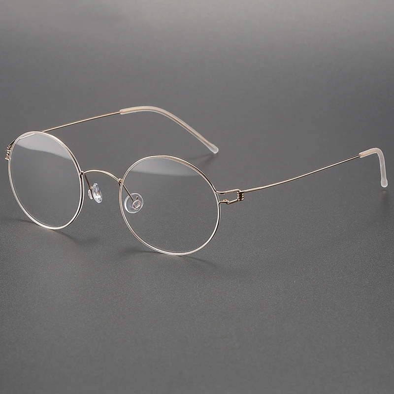 

Denmark Pure Titanium Round Glasses Frame Men Women Screwless Ultralight Thin Eyeglasses Fashion Optical Prescription Eyewear