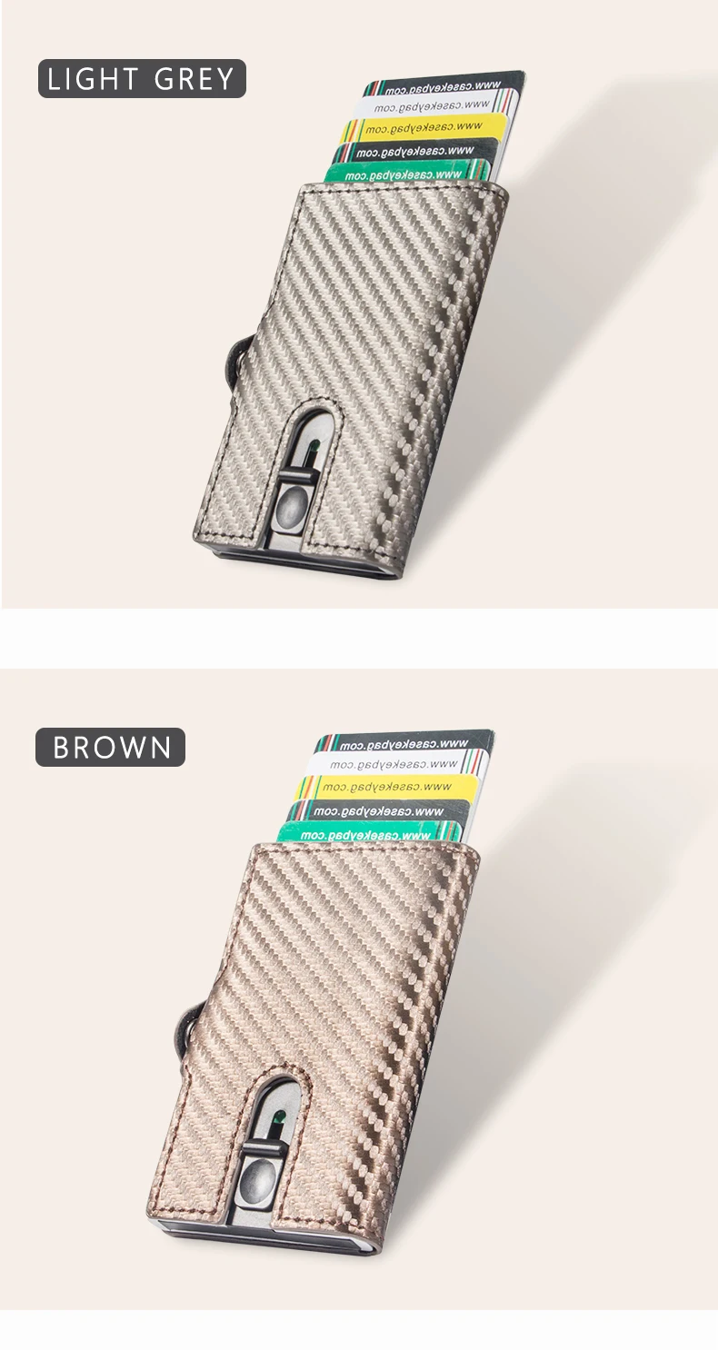 Business Mini Kohle faser Brieftasche für Mann Auto Pop-up Aluminium Metal Brieftasche RFID Kreditkarten halter Reiß verschluss