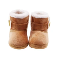 Infant Baby Boots Shoes Newborn Baby Girl Shoes Bow Plus Velvet Cotton Kids Toddler First Walkers Booties Warm Crib Shoes 5