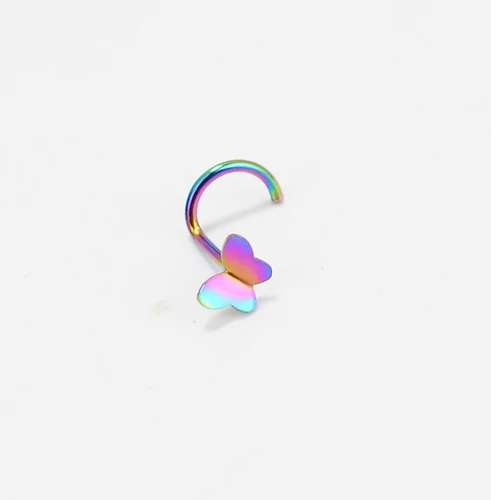 여성용 패션 스테인레스 스틸 코 스터드, 나비 여러 가지 빛깔의 코 반지, 후크 코 피어싱 바디 피어싱 쥬얼리, 1 개 4