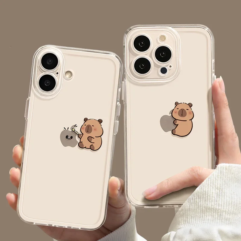 Adorable Cartoon Capybara Transparent Phone Case Cover