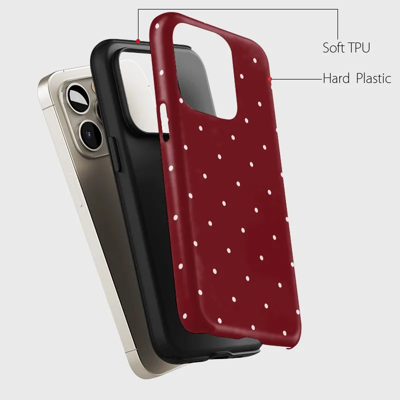 Retro Polka Dot Magnetic Phone Case with 2-in-1 Film Shell and Bumper Cover