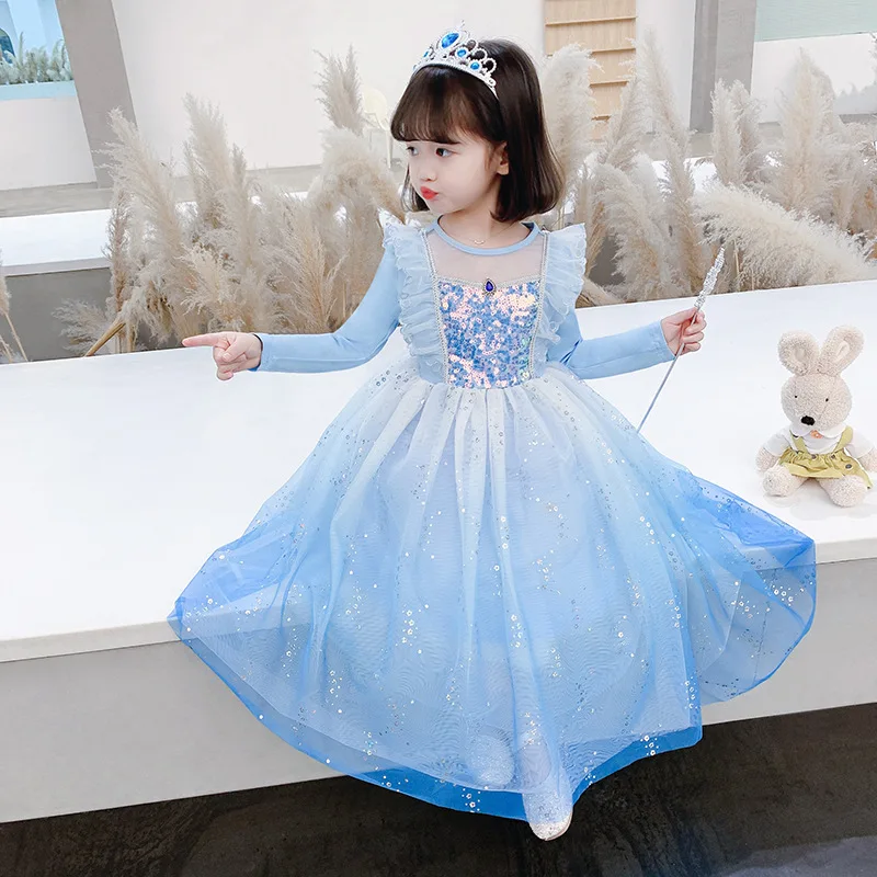 

2023 Aisha Princess Dress Girls' Spring Dress for Children's Spring and Autumn Birthday Dresses Fluffy Yarn Skirt