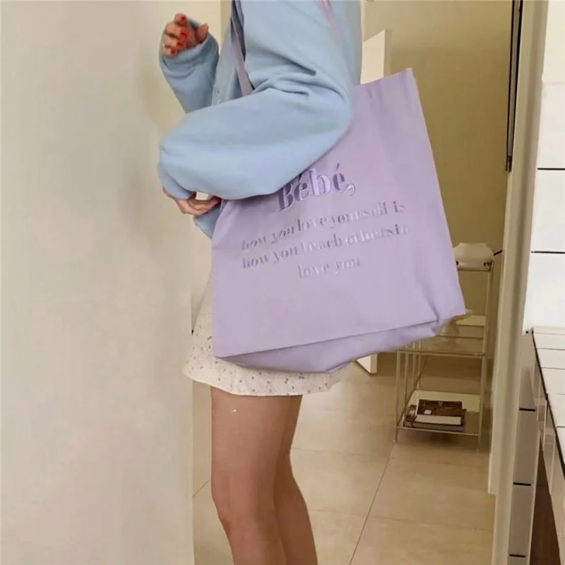 Women Canvas Shoulder Bag Four Colors Available Ladies Casual Handbag Tote Bag Large Capacity Cotton Reusable Shopping Beach shopping bag tote bags canvas bag canvas bags