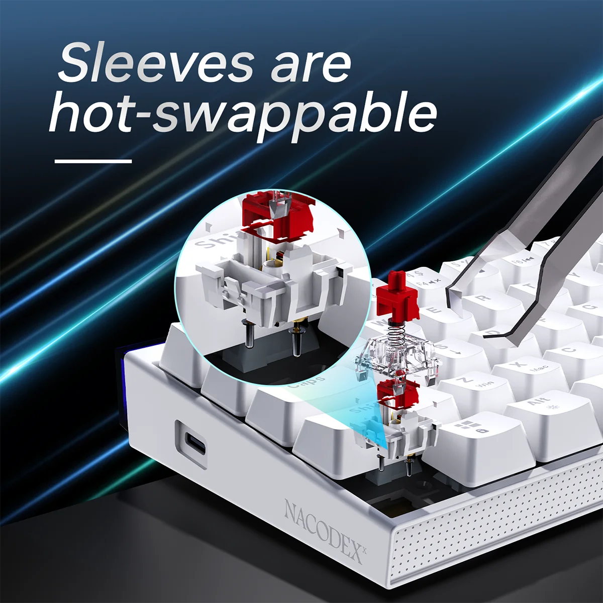 Ajazz nk68 teclado mecânico com interruptor magnético rgb luz com