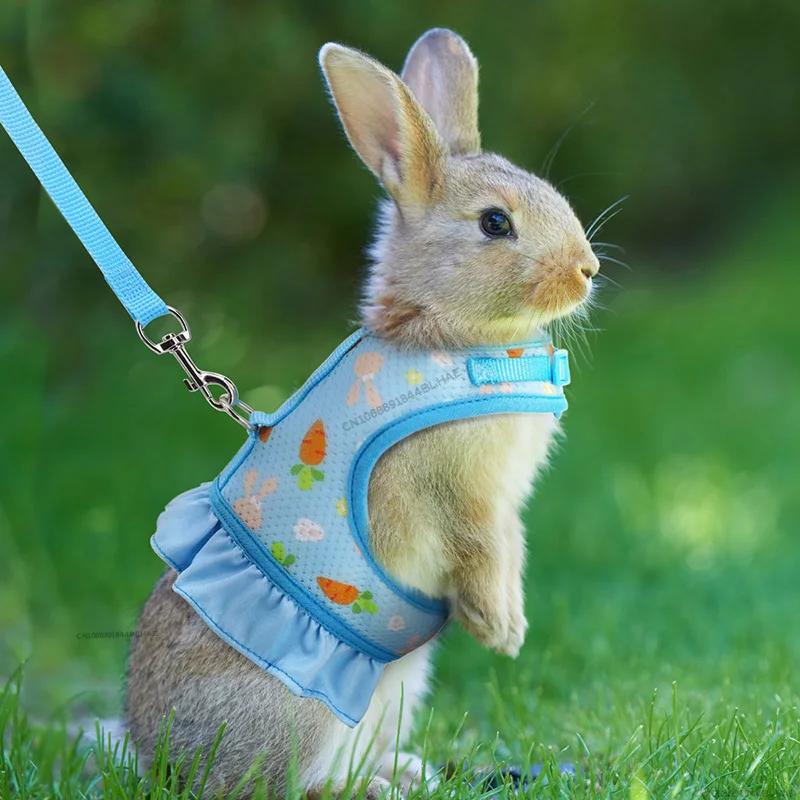 Rabbit Harness with Leash Cute Adjustable Buckle Breathable Mesh Vest Skirt for Bunny Guinea Pig Small Pet Traction Harness Suit pet harness rabbit harness and leash set rabbit harness set small pet leash