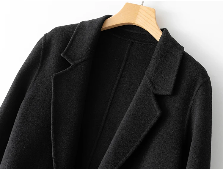 Neuer Damenmantel aus 100 % reiner Wolle mit Karomuster und Tweedst Fashion Camel-Damenmantel, eleganter Trenchcoat – Detail 31