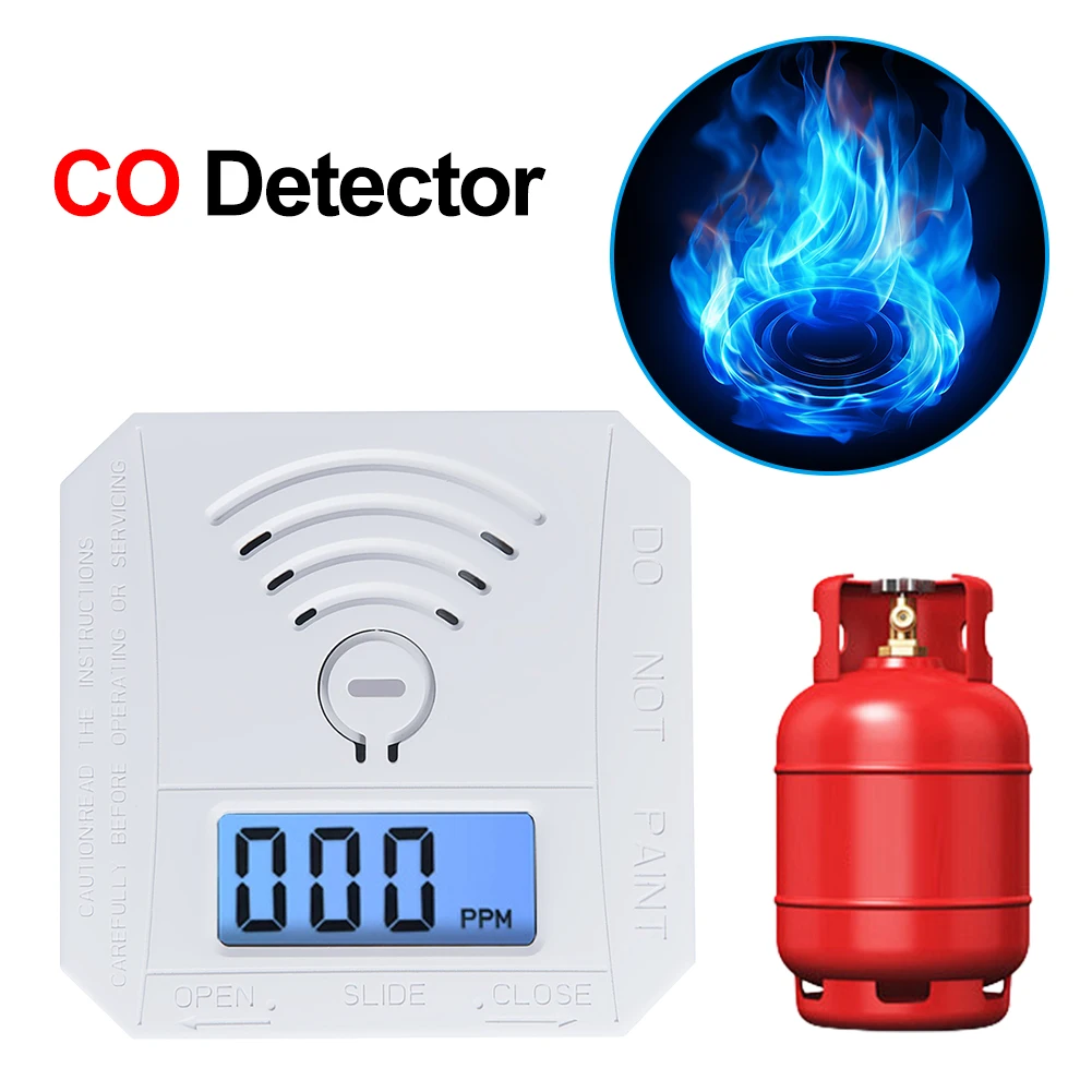 Carbon Monoxide Detector Digital Display Warning Alarm Sensor Sound Warning & LED Indicator Portable CO Detector Battery Powered