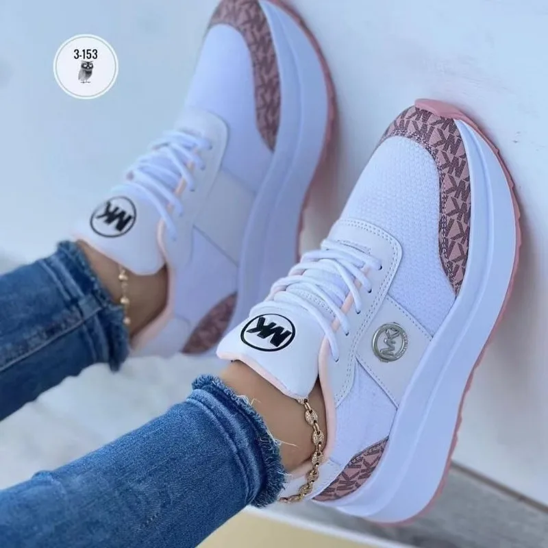 Casual Sports Shoes for Women Large Size Thick Sole Breathable Tennis Shoes Increase Height White Sneakers Free Shipping 2024