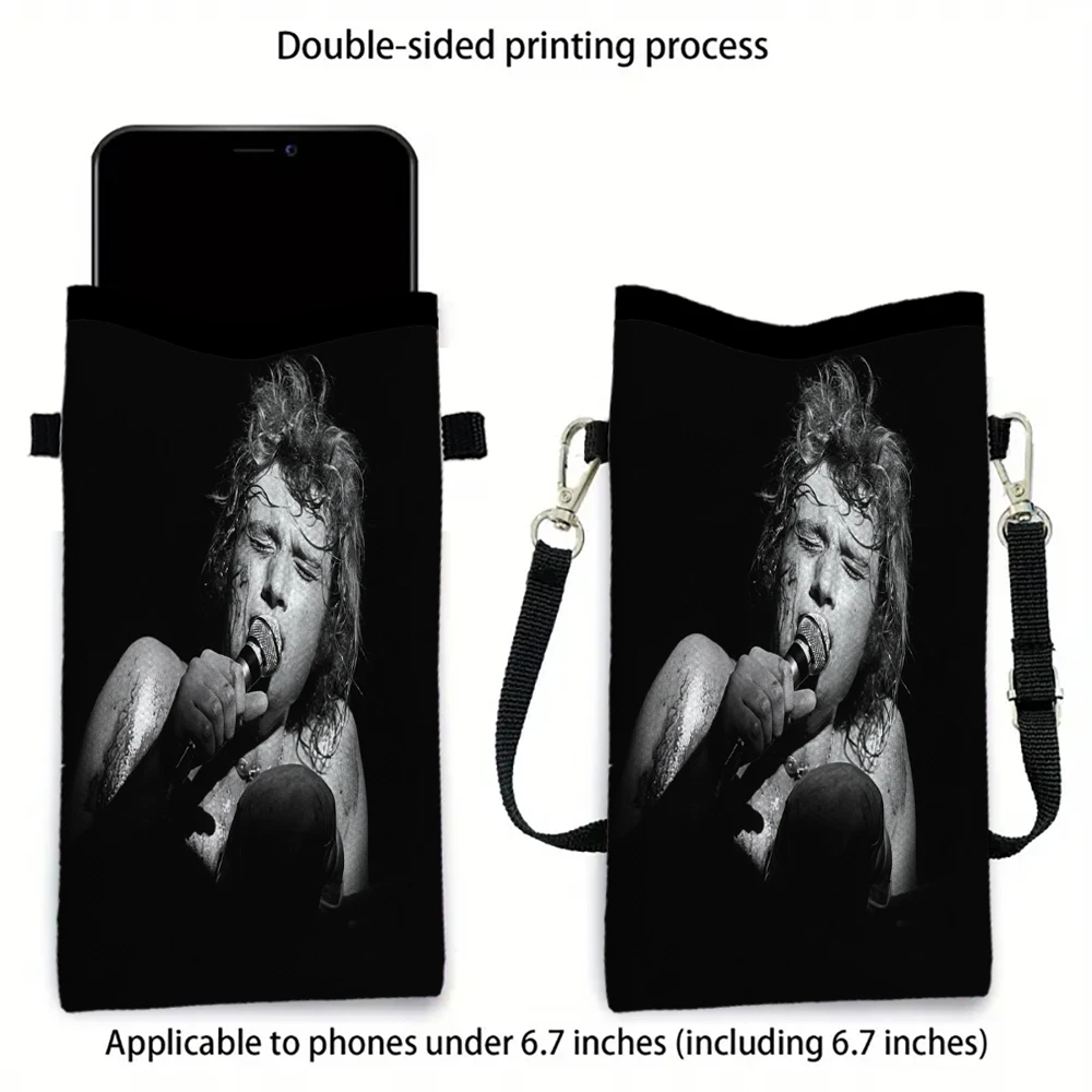 Johnny Hallyday Handytasche mit Umhängeband, exquisiter Musterdruck, Umhängetasche, Umhängetasche, Handytasche 3.3
