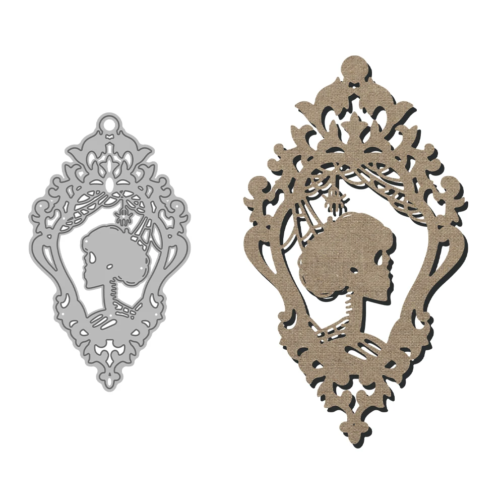 Mangocraft Happy Halloween Vintage Skull Cutting Diy Scrapbooking Forniture Metal Cut Dies Knife Mold For Cards Album Decor